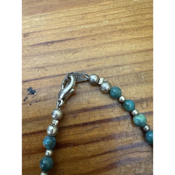 Vintage Faux Turquoise Blue Green Round Stone Bead Necklace 18” Southwest Navajo - Picture 5 of 10